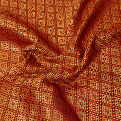Orange Colour Satin Brocade Fabric