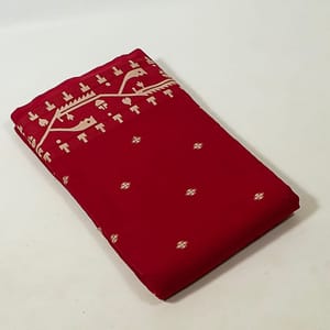 Maroon Colour Jamdani Cotton Jacquard Fabric