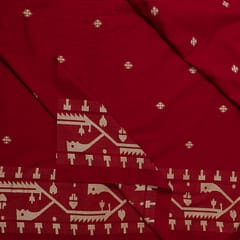 Maroon Colour Jamdani Cotton Jacquard Fabric