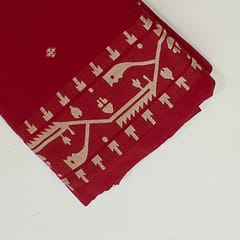 Maroon Colour Jamdani Cotton Jacquard Fabric