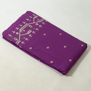 Purple Colour Jamdani Cotton Jacquard Fabric