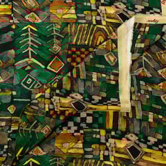 Multi Colour Tussar Silk Printed Fabric