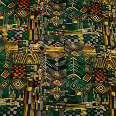 Multi Colour Tussar Silk Printed Fabric