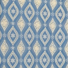 Light Blue Colour Denim Cutwork Embroidered Fabric