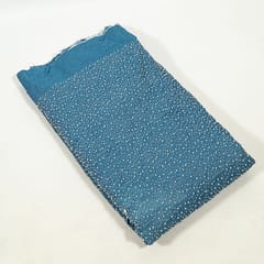 Blue Colour Denim Embroidered Fabric