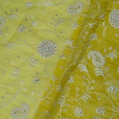Move Colour Mal Chanderi Embroidered Fabric
