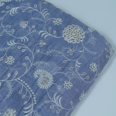 Move Colour Mal Chanderi Embroidered Fabric