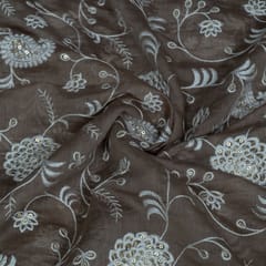Move Colour Mal Chanderi Embroidered Fabric