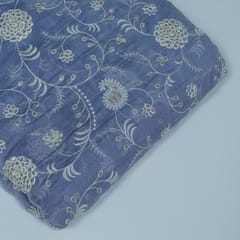 Move Colour Mal Chanderi Embroidered Fabric