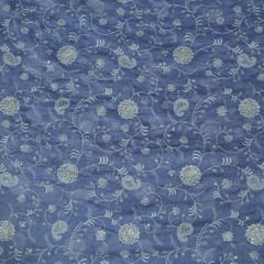 Move Colour Mal Chanderi Embroidered Fabric