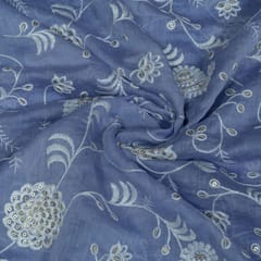 Move Colour Mal Chanderi Embroidered Fabric