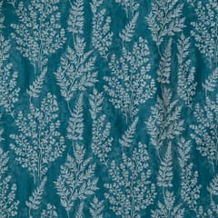 Sage Green Colour Mal Chanderi Embroidered Fabric