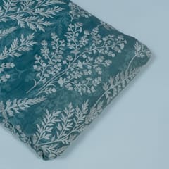 Sage Green Colour Mal Chanderi Embroidered Fabric