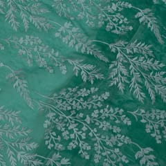 Sage Green Colour Mal Chanderi Embroidered Fabric