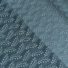 Black Colour Mal Chanderi Embroidered Fabric