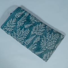 Sage Green Colour Mal Chanderi Embroidered Fabric