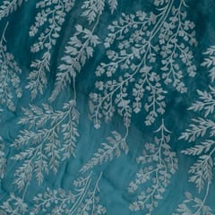Sage Green Colour Mal Chanderi Embroidered Fabric
