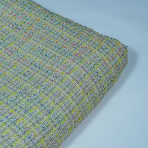 Lime Green Colour Tweed Fabric