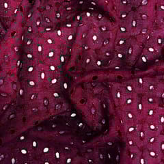Wine Shade Embroidered Cotton Hakoba Fabric