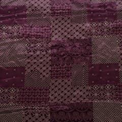 Purple Colour Crepe Printed Fabric
