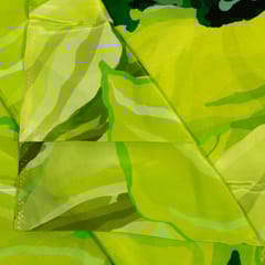 Parrot Green Colour Crepe Printed Fabric
