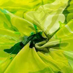 Parrot Green Colour Crepe Printed Fabric