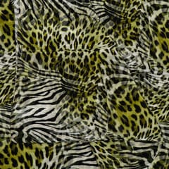 Black and Green Colour Crepe Printed Fabric