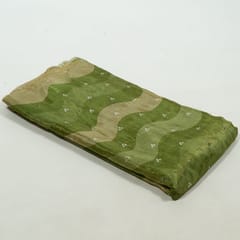 Green Colour Tissue Silk Print with Embroidered Fabric