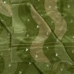 Green Colour Tissue Silk Print with Embroidered Fabric