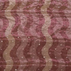 Wine Colour Tissue Silk Print with Embroidered Fabric