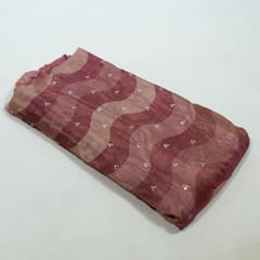 Wine Colour Tissue Silk Print with Embroidered Fabric