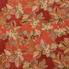 Rustish Orange Colour Viscose Pashmina Printed Fabric