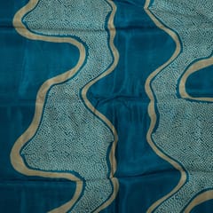 Blue Colour Viscose Habutai Silk Digital Printed Fabric