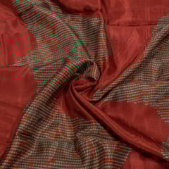 Maroon Colour Viscose Habutai Silk Digital Printed Fabric