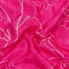 Pink Colour Dola Silk Digital Printed Fabric
