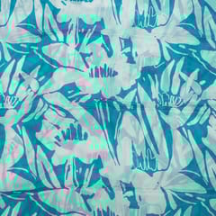 Cream and Blue Colour Chiffon Digital Printed Fabric