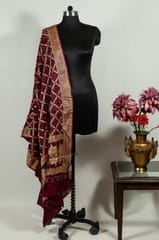 Wine Colour Modal Satin Bandhani Dupatta