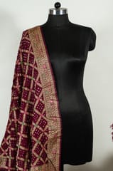 Wine Colour Modal Satin Bandhani Dupatta