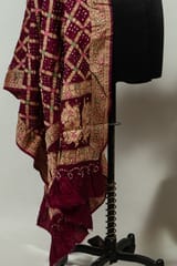 Wine Colour Modal Satin Bandhani Dupatta