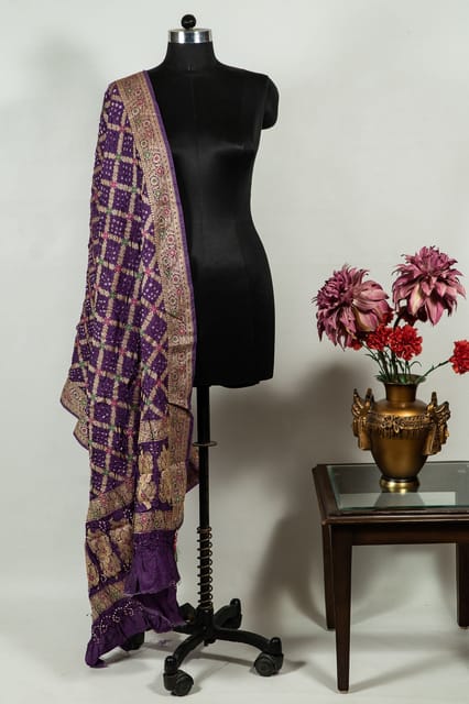 Purple Colour Modal Satin Bandhani Dupatta
