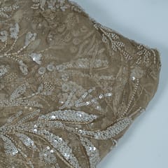 Brown Colour Imported Net Embroidered Fabric