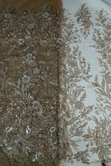 Brown Colour Imported Net Embroidered Fabric