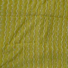 Yellow Colour Mal Chanderi Embroidered Fabric