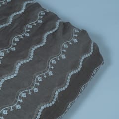 Yellow Colour Mal Chanderi Embroidered Fabric
