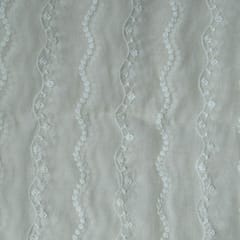 Yellow Colour Mal Chanderi Embroidered Fabric