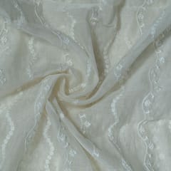 Yellow Colour Mal Chanderi Embroidered Fabric