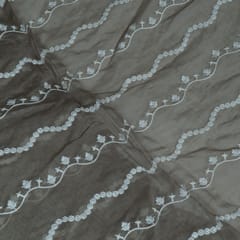 Yellow Colour Mal Chanderi Embroidered Fabric