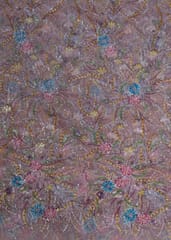 Sky Blue Colour Imported Net Embroidered Fabric