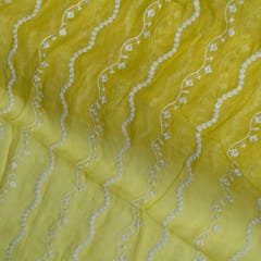 Yellow Colour Mal Chanderi Embroidered Fabric