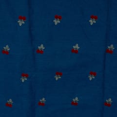 Blue Colour Denim Embroidered Fabric